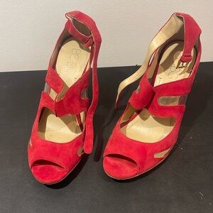 BCBG Paris size 11 red strappy heels